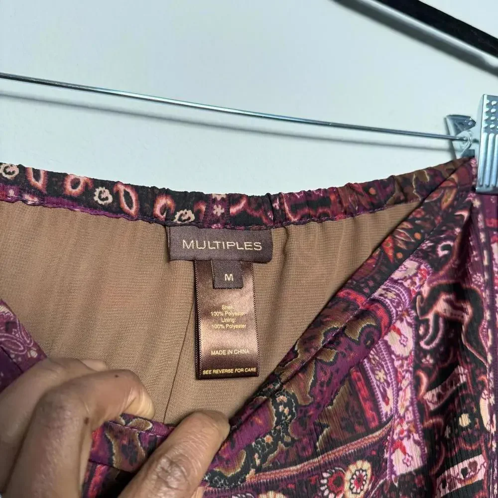 Pink and Purple Bohemian Style Patchwork Midi Skirt - Picture 5 of 6